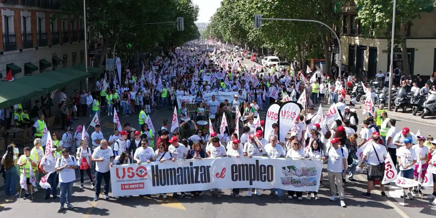 Más de 6.000 personas llenan Madrid el 1 de Mayo con USO al grito de "Humanizar el empleo"