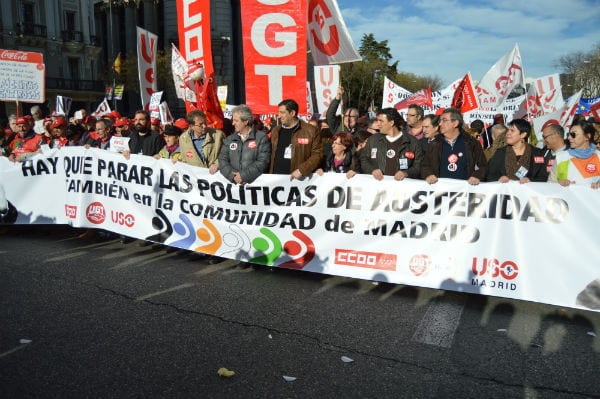 Manifestaciones en toda España contra las políticas de austeridad y los recortes impuestos desde Europa