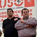 Julio Salazar, secretario general de USO, junto con Javier Blanco, de USO-Madrid