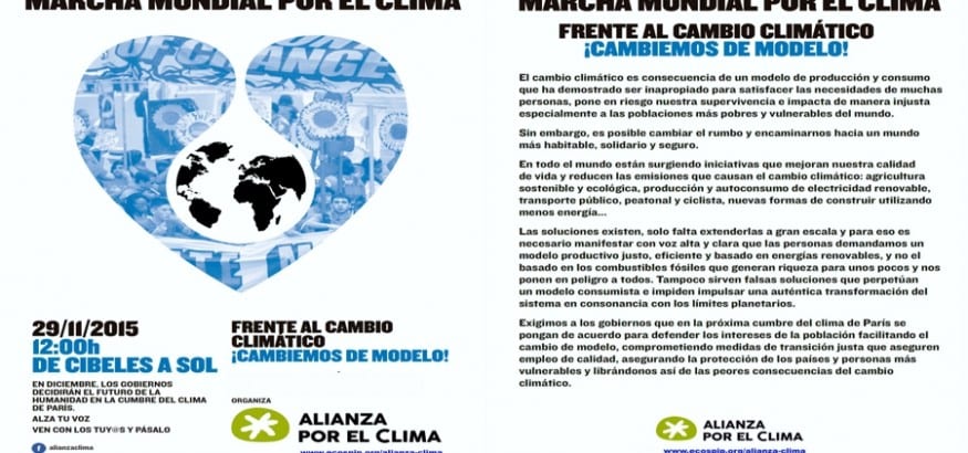 Este domingo, 29 de noviembre, acude a la Marcha Mundial por el Clima