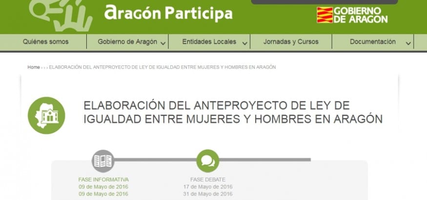 Anteproyecto de Ley de Igualdad entre Mujeres y Hombres en Aragón