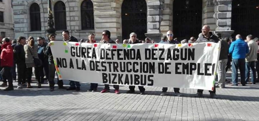 Paros de los trabajadores de Bizkaibus contra la precarización de sus empleos