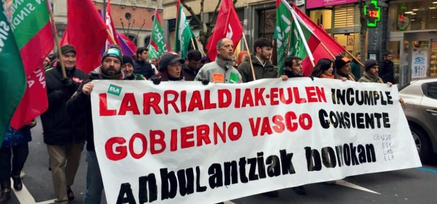 LSB-USO y  los trabajadores de ambulancias se echan a la calle en Bilbao