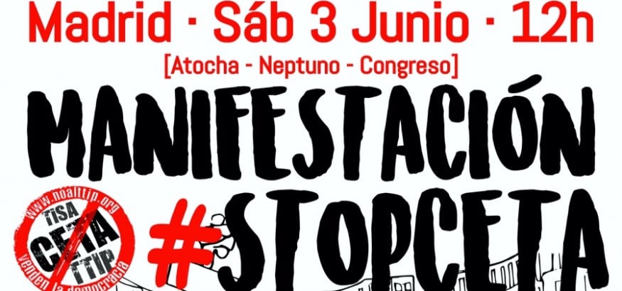 USO llama a participar en la manifestación #STOPCETA del 3 de junio en Madrid