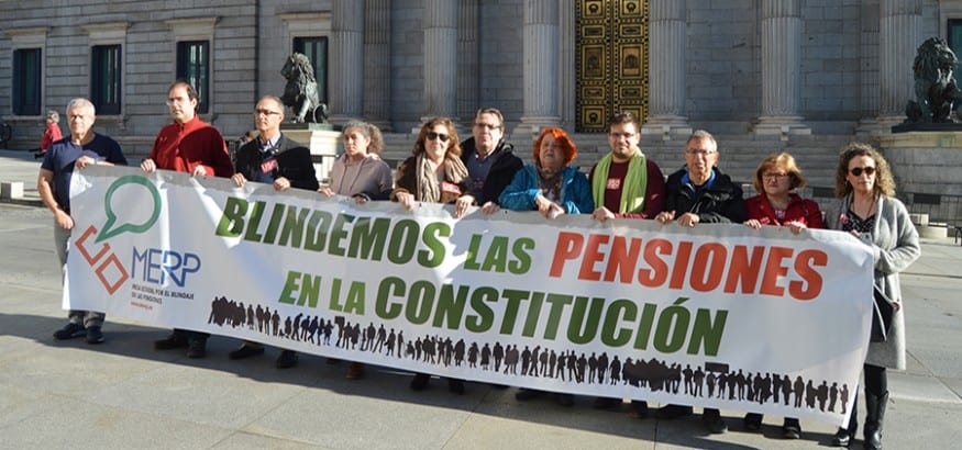 La MERP reivindica frente al Congreso el blindaje de las pensiones en la Constitución