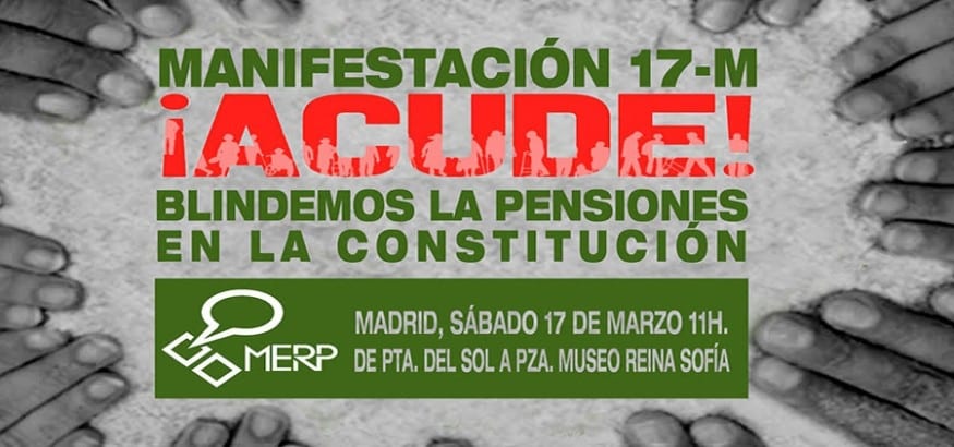 USO se manifiesta el 17 de marzo en Madrid para frenar la ofensiva contra las pensiones