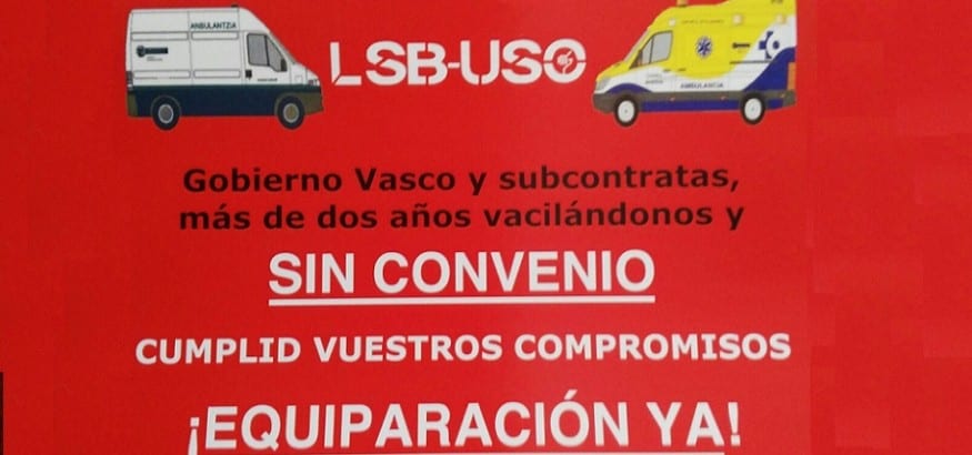 USO denuncia el caótico cambio del servicio de ambulancias de Bizkaia y la falta de convenio