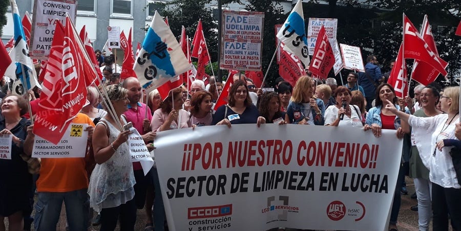 USO Asturias se manifiesta ante la patronal contra la ridícula oferta de subida del convenio de Limpieza