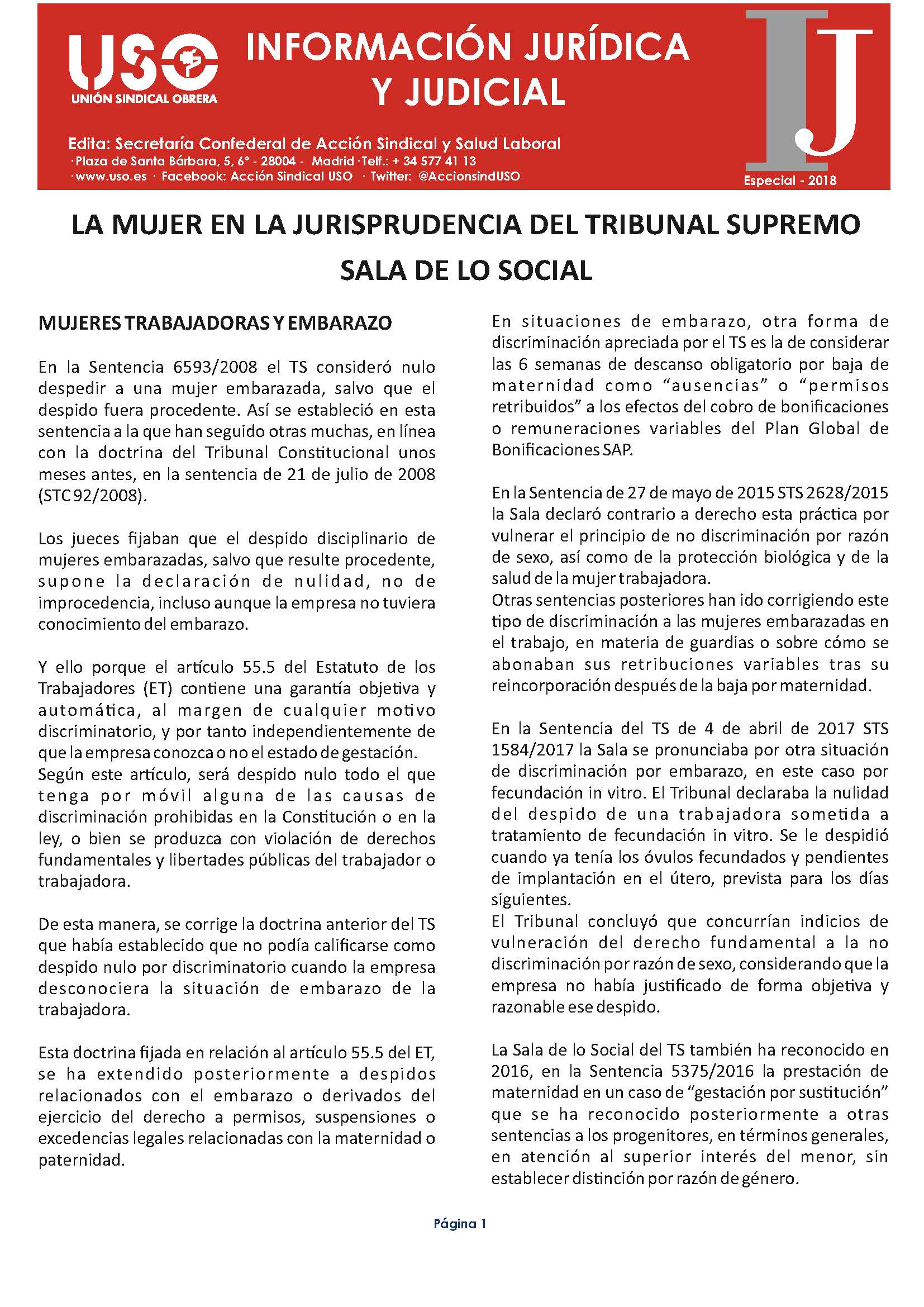 Información Jurídica y Judicial – Especial Mujer