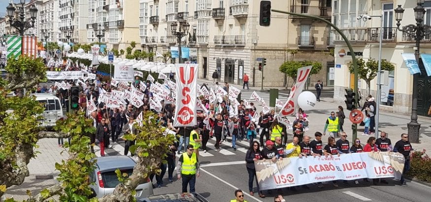 USO reúne 3.000 personas en Santander que gritan que se acabó el juego con los trabajadores