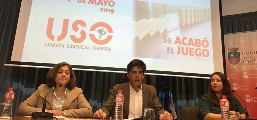 Joaquín Pérez presenta en Santander el 1º de Mayo junto con la secretaria general de USO-Cantabria