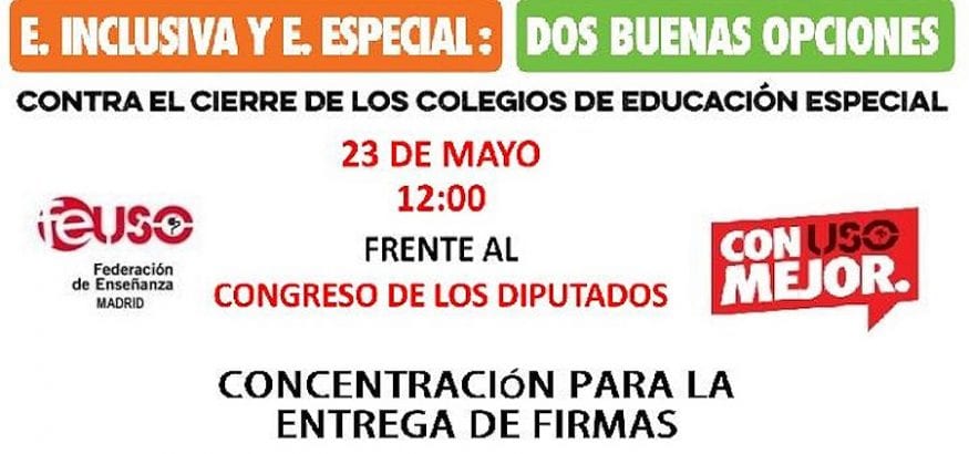 FEUSO entregará mañana 300.000 firmas de apoyo a los centros de Educación Especial