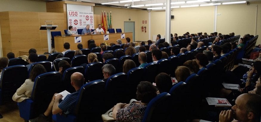 Éxito de la asamblea de USO-Extremadura con interinos y temporales en fraude de ley