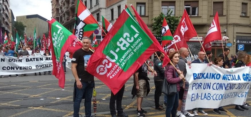 10.000 trabajadores del metal se manifiestan en Bizkaia con alto seguimiento de la huelga