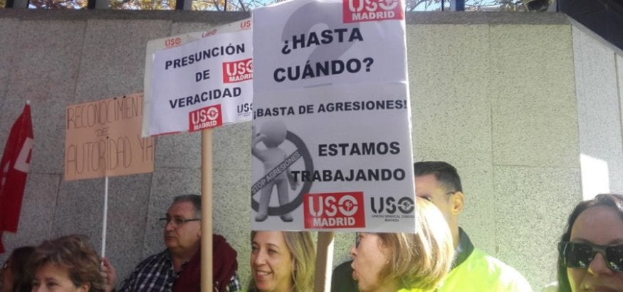 USO-Madrid se concentra para reclamar más seguridad para los trabajadores del SER