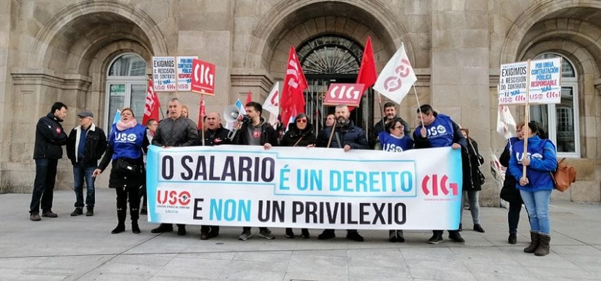 USO se concentra en Lugo contra el impago de salarios en Tempo Facility Services