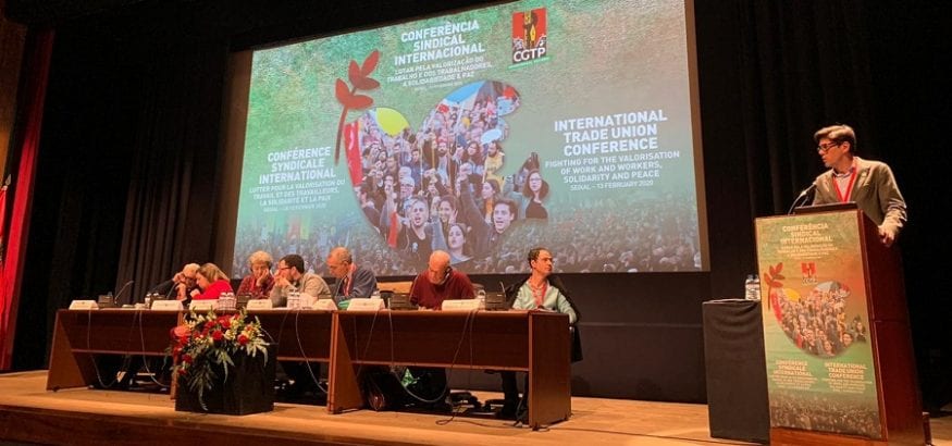 Joaquín Pérez interviene en el Congreso de la CGTP de Portugal