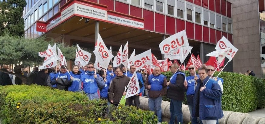 FTPS-USO Madrid acude a concentración de vigilantes de Ombuds en Metro y EMT