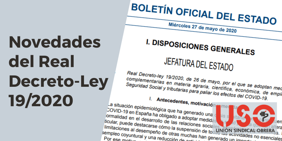 Decreto Ley - Novedades Del Real Decreto Ley 19 2020 De 26 De Mayo Sindicato Uso