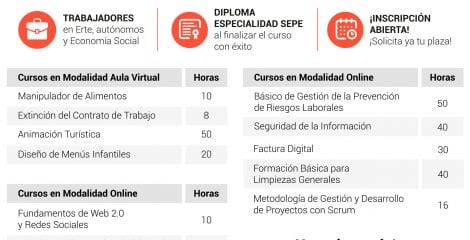 Cursos online y aula virtual. Trabajadores afectados por ERTE