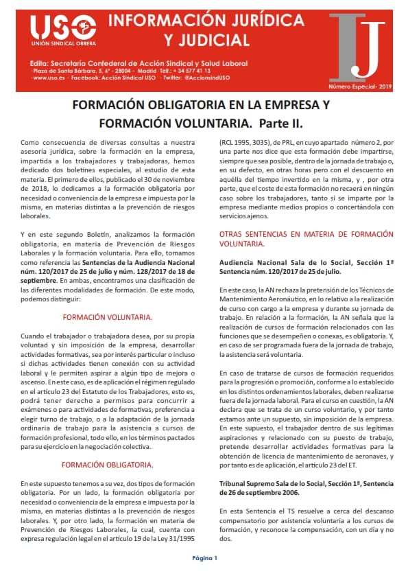 Boletín de Información Jurídica. Especial Formación II