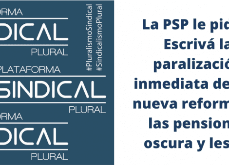 La Plataforma Sindical Plural solicita la paralización de la reforma de las pensiones
