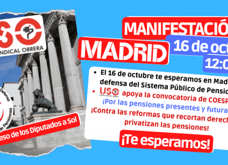 USO llama a participar en la manifestación de pensionistas del 16-O