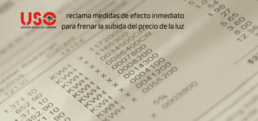 USO demanda políticas de efecto inmediato ante el precio de la luz