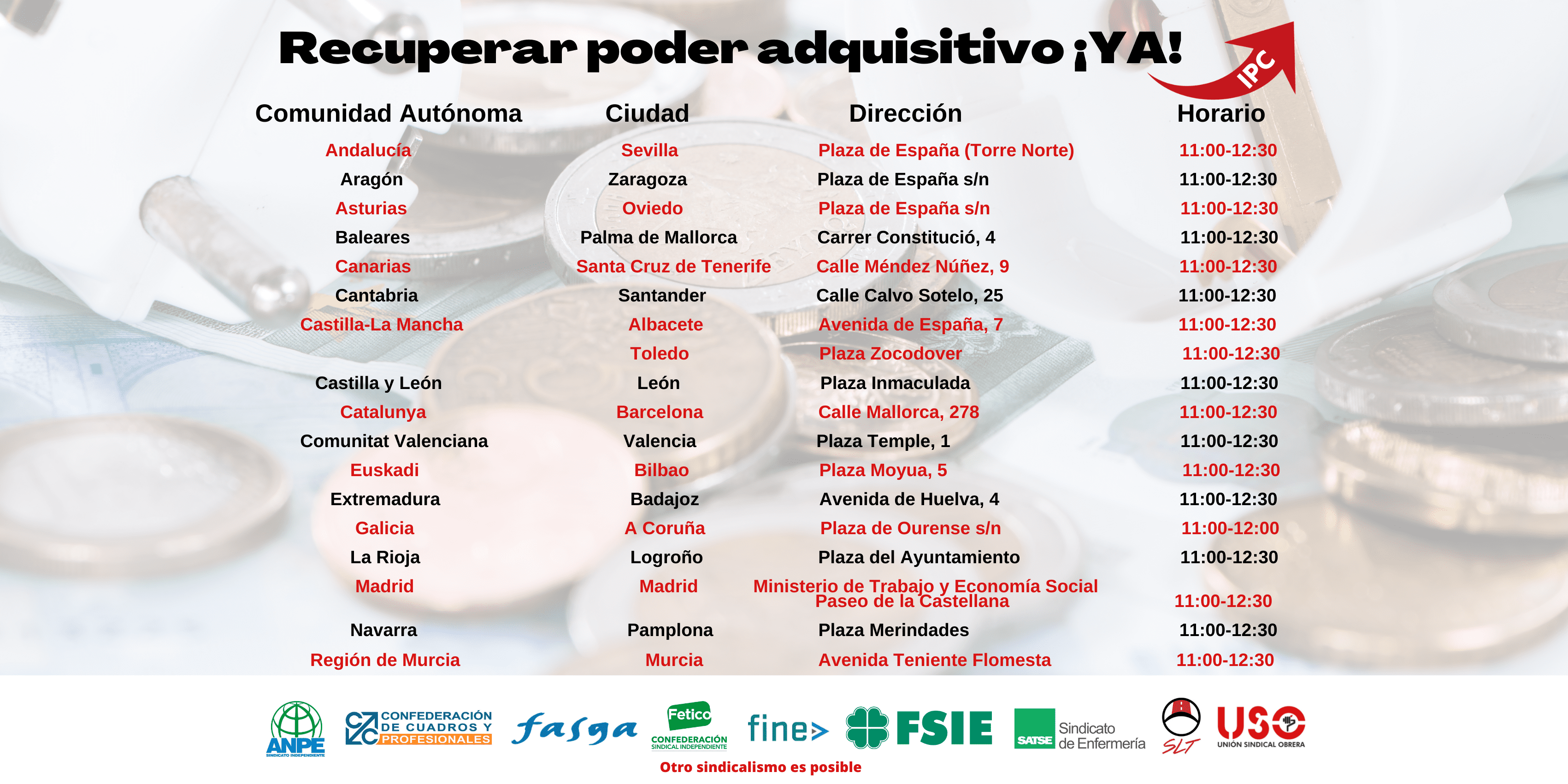 Mañana salimos a la calle en 18 ciudades para exigir recuperar el poder adquisitivo perdido