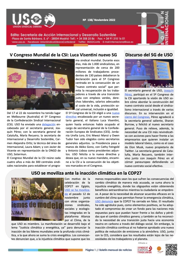 Boletín Internacional Nº 138. ES-EN