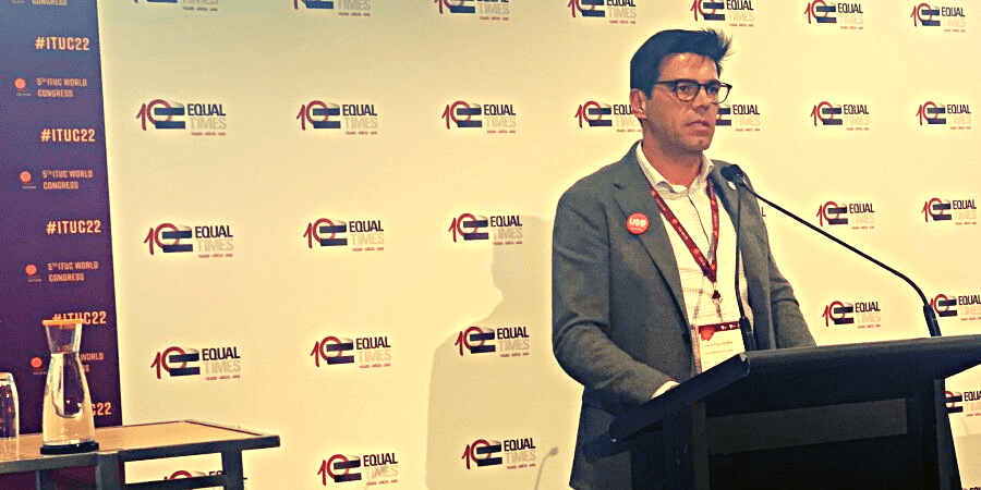 Joaquín Pérez defiende la urgencia de un nuevo Contrato Social en el 5º Congreso de la CSI