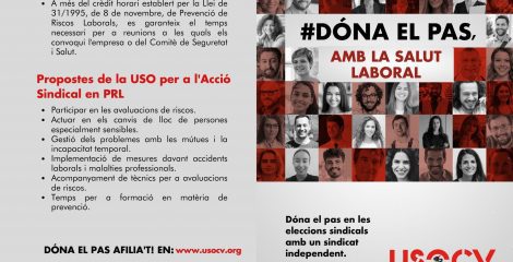 Díptico #DAELPASO con la salud laboral USO-CV Valenciano