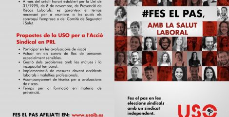 Díptico #DAELPASO con la salud laboral USO-Illes Balears