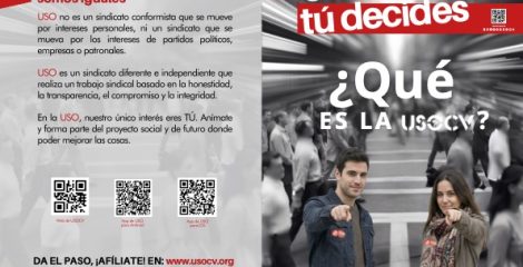 Díptico Sé el cambio, tú decides. ¿Qué es la USO? USO-CV Castellano
