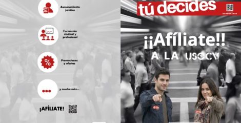 Díptico Sé el cambio, tú decides. Afíliate USOCV Castellano