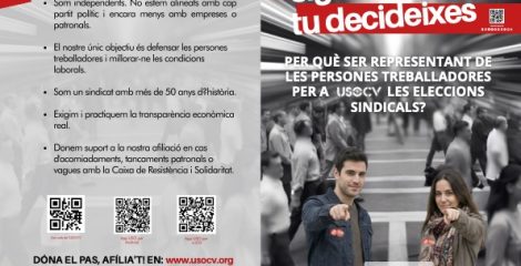 Díptico Sé el cambio, tú decides. Representantes USOCV Valenciano