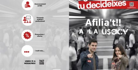 Díptico Sé el cambio, tú decides. Afíliate USOCV Valenciano