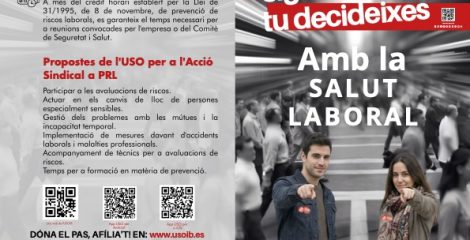 Díptico Sé el cambio, tú decides. Con la salud laboral USO-Illes Balears