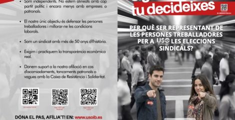 Díptico Sé el cambio, tú decides. Representantes USO-Illes Balears