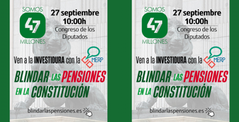 La MERP convoca concentración en el Congreso para reivindicar el blindaje de las pensiones