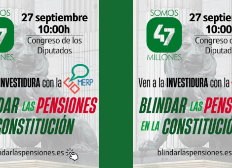 La MERP convoca concentración en el Congreso para reivindicar el blindaje de las pensiones