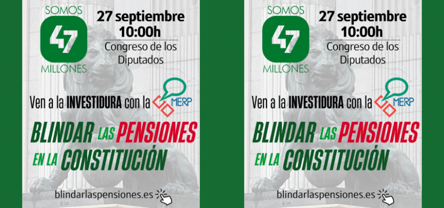 La MERP convoca concentración en el Congreso para reivindicar el blindaje de las pensiones
