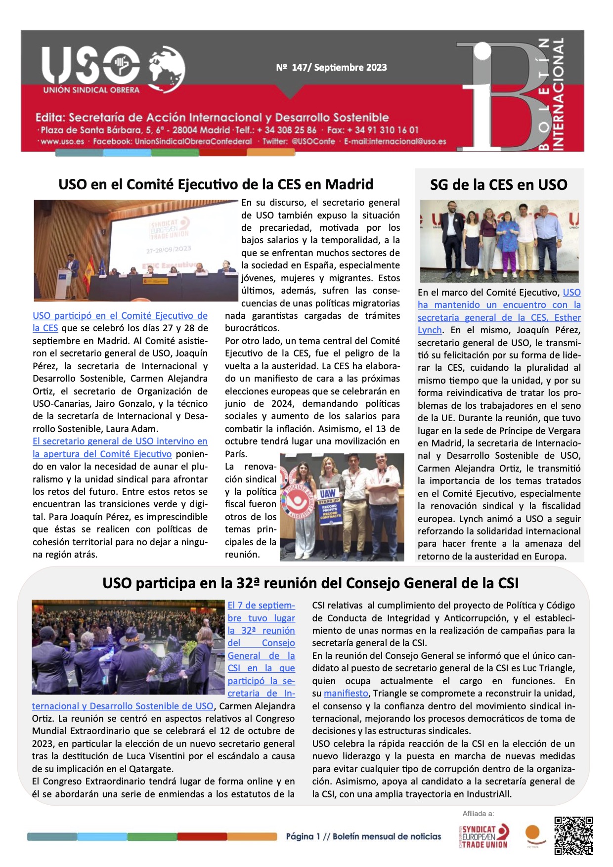 Boletín Internacional Nº 147. ES-EN