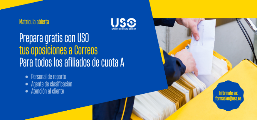 Prepara gratis las oposiciones a Correos con la USO