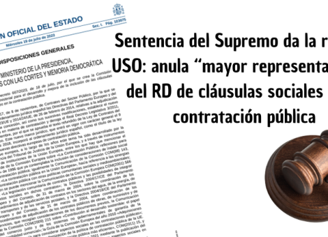 El Supremo respalda a USO contra el RD de cláusulas sociales de contratación pública