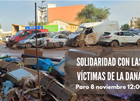 Paro el 8 de noviembre en los centros de trabajo en solidaridad con las víctimas de la DANA