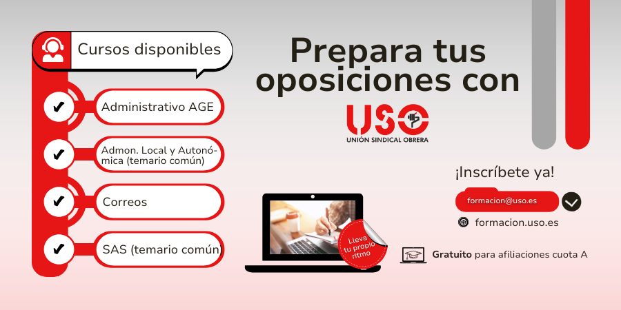USO te ayuda con tu futuro: prepara gratis todas estas oposiciones USO te ayuda con tu futuro: prepara gratis todas estas oposiciones
