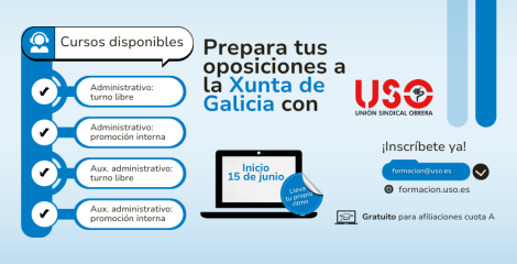 Prepara gratis con USO las oposiciones a la Xunta de Galicia