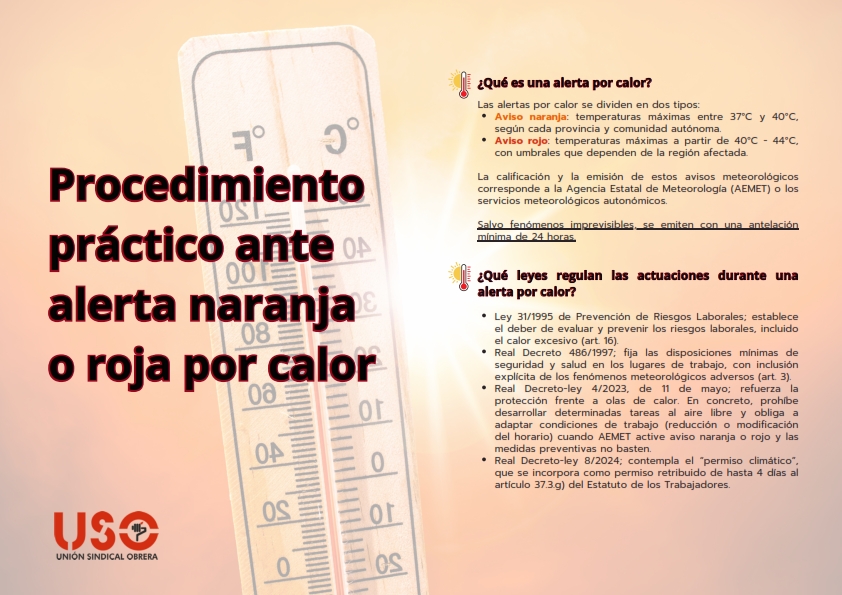 Procedimiento práctico ante alerta naranja o roja por calor