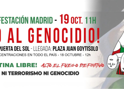 USO llama a manifestarse el 19 de octubre, en Madrid, contra el genocidio en Gaza